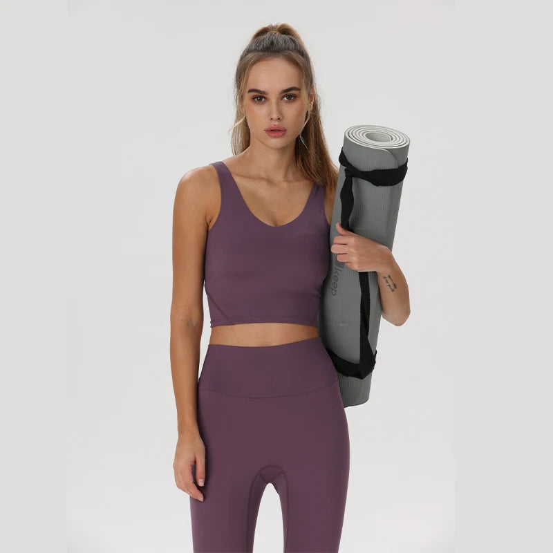 Women's Seamless U Neck Yoga Crop Top - Buttery Soft Ultra-Stretch Fitness Vest with Racerback & Removable Pads - ATFH