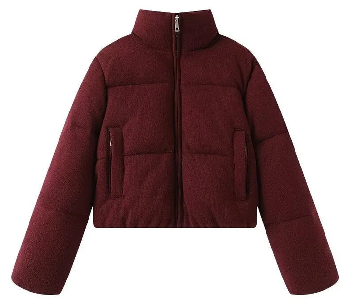 Parkas Womens Korean Fall Colorful Contrasting Stripes Layered Quilted Baggy Corduroy Ribbed Hem Elastic Waistband Flap Pockets ATFH