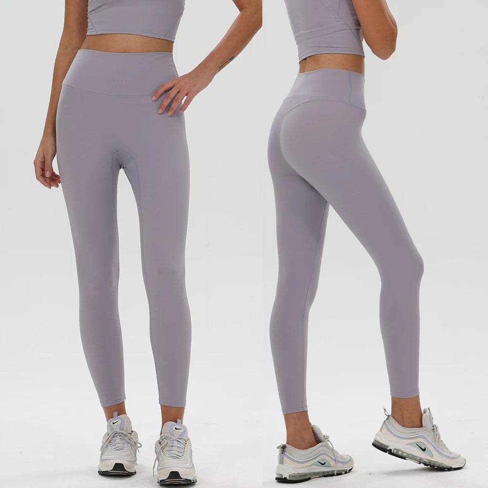 No Front Seam Leggings for Women Seamless High Waisted Buttery Soft Yoga Pants Sports Female Tights Lycra Lifts Buttocks Workout ATFH