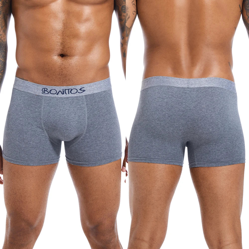 5pcs Men's Panties Cotton Boxer Briefs Letter Elastic Band Men Underpants Classic Solid Color Boxers Underwear For Man BONITOS