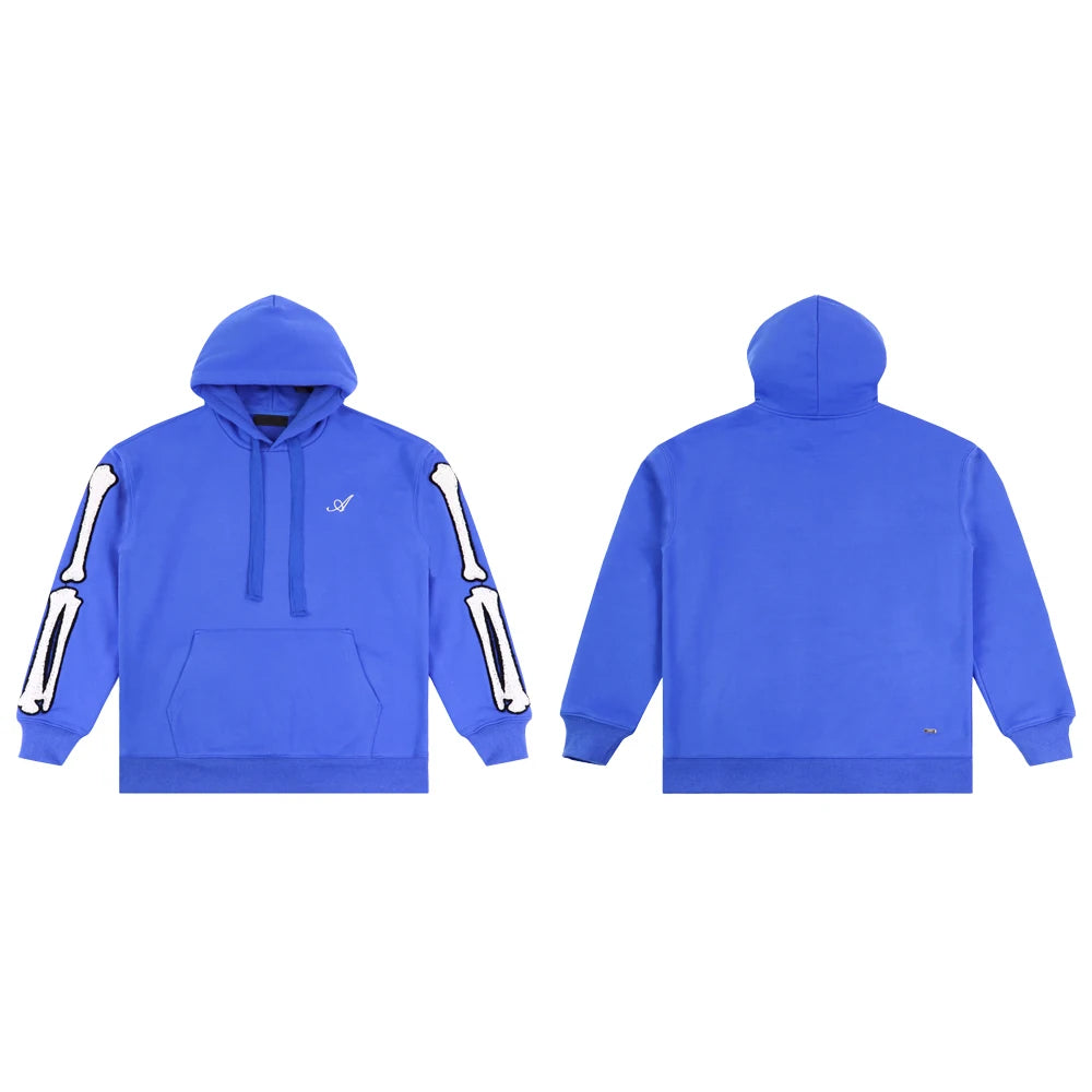 Y2k Clothing Men Oversized Hoodies with Skull Bone Embroidery Streetwear Cotton Hip-hop Street Style Casual Retro Winter Hoodies - ATFH