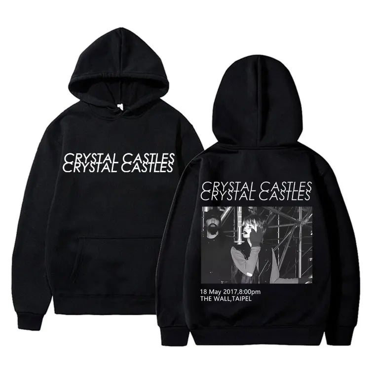 Canada Band Crystal Castles Double Sided Print Hoodie Men Women Gothic Punk Sweatshirt Men's Rock Oversized Pullover Streetwear - ATFH
