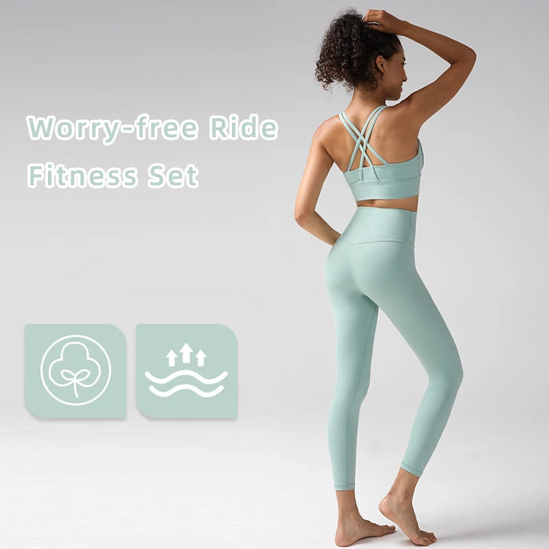 Women's Yoga Set Workout Set 2 Piece High Waist Yoga Leggings Sports Bra Gym Suit Activewear Sports Fitness Set Sports Suit - ATFH