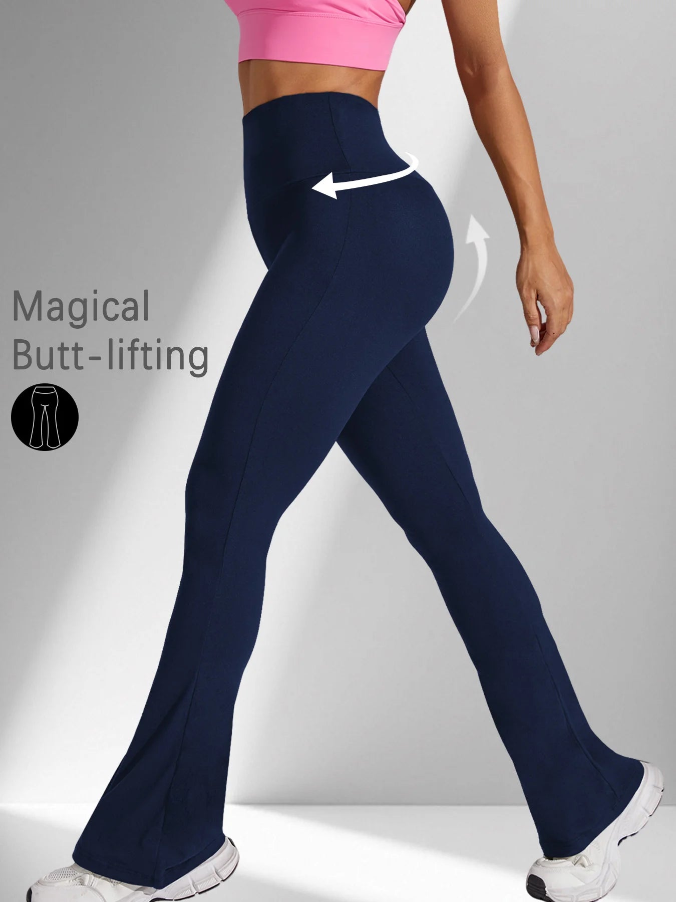 Women's Super Soft Flare Pants High Waisted Tummy Control Workout Yoga Push Up Gym Fitness Long Leggings Bell Bottoms ATFH