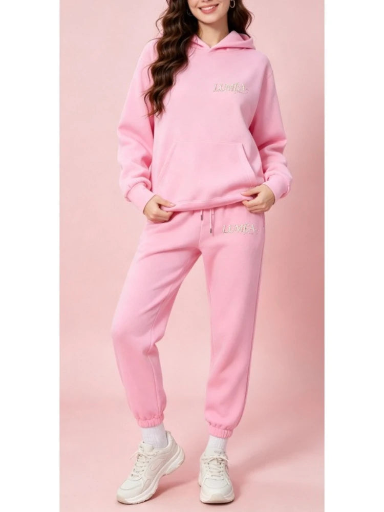 Women's Tracksuit Hoodies Trousers 2PCS Suit Winter Sports Jogging Outfits Fashion Street Designer Clothes for Women Pants Set