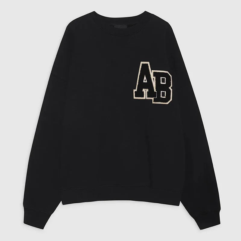 Autumn and winter North American niche AB classic letter hand cranked special embroidery fleece women's plus fleece hoodie - ATFH