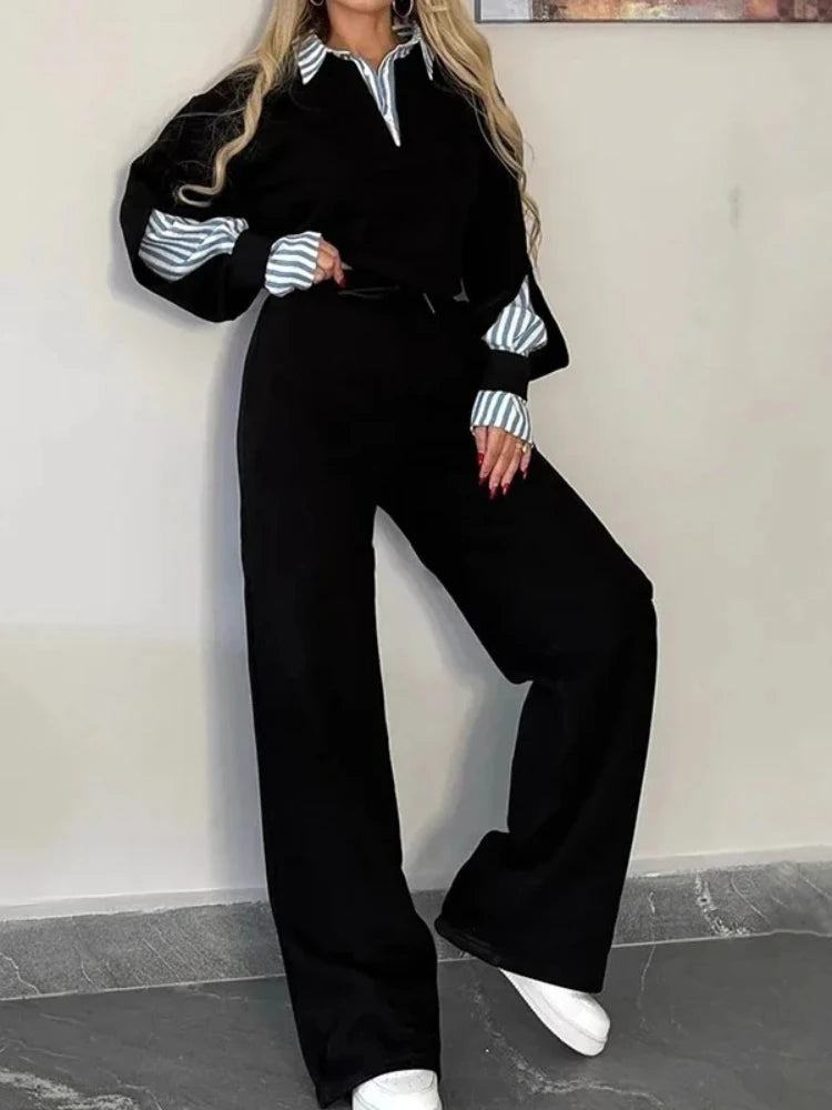 Casual Pink Sports Pants Set Women Hooded Pullover Long Sleeve Top Elastic Waist Drawstring Straight Trousers Autumn Outfits
