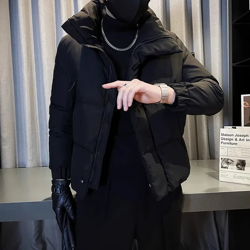 Men's Autumn Winter Thickened Warm Jacket Waterproof Casual Loose Parkas Solid Stand O-Neck Parka for Men Street Coat Men Q47 ATFH