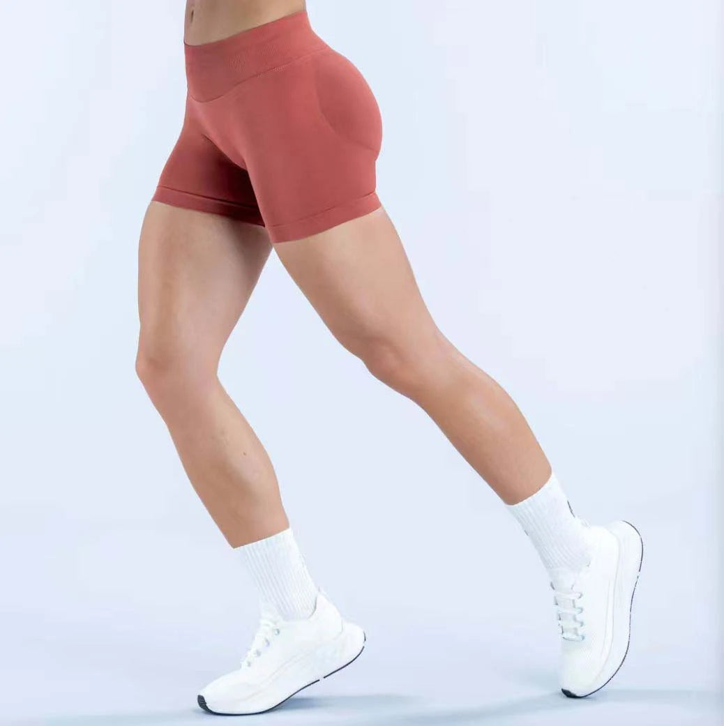 Denyf 4.5" GYM Shorts Low Ribbed Band Yoga Shorts Seamless Scrunch Bum Workout Gym Shorts Booty High Stretch Running Shorts
