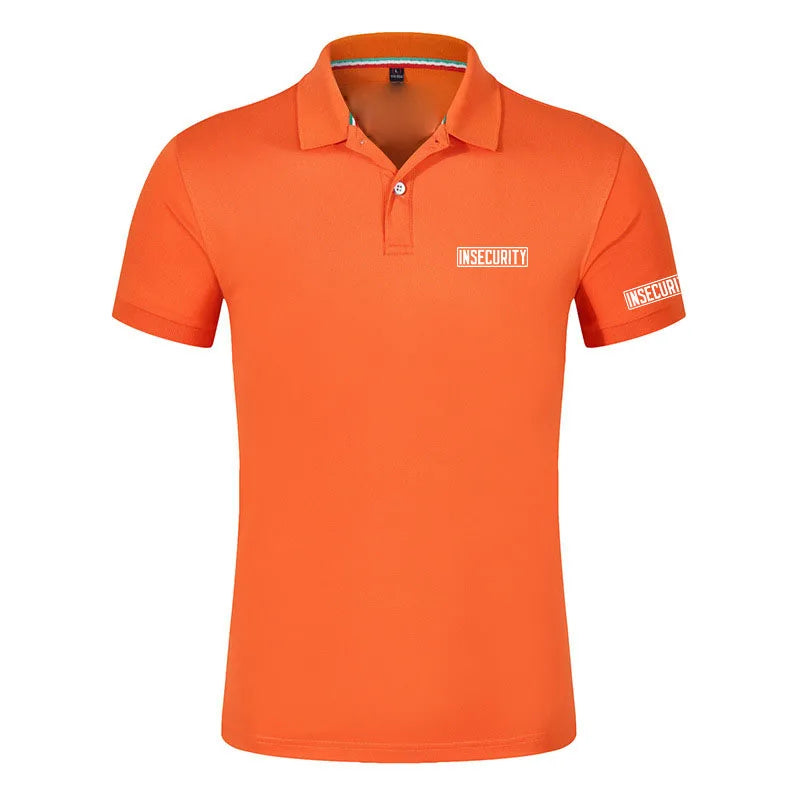 Insecurity Men's Short Sleeve Solid Color Polo Shirt Breathable Comfortable Elastic Top New Arrivals Casual Business Style