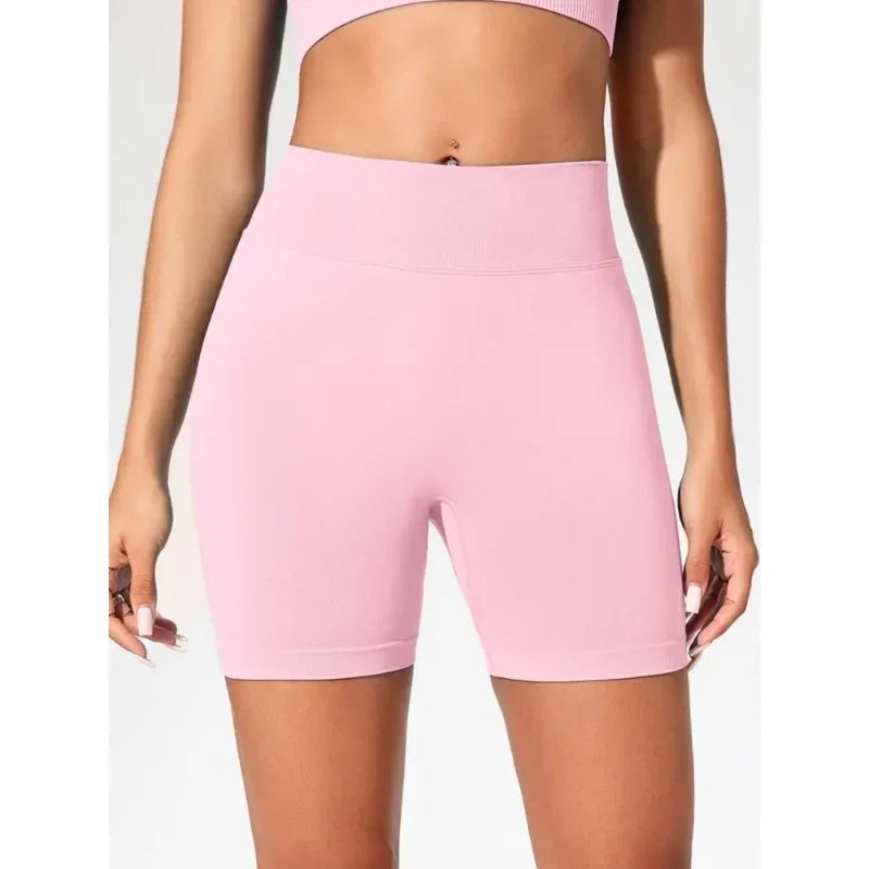 Summer High Waisted Yoga Shorts for Women Fashionable and Sexy Running Fitness Pants Solid Color Yoga Leggings Elastic Tights Tahsi Fashion House