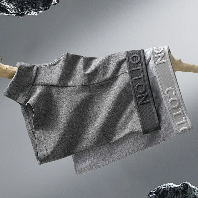 5PCS [COTTON Skin-Friendly] Cotton Embossed Men's Boxer Shorts Basic Color Series Set Casual Daily All-Season Men's Underwear