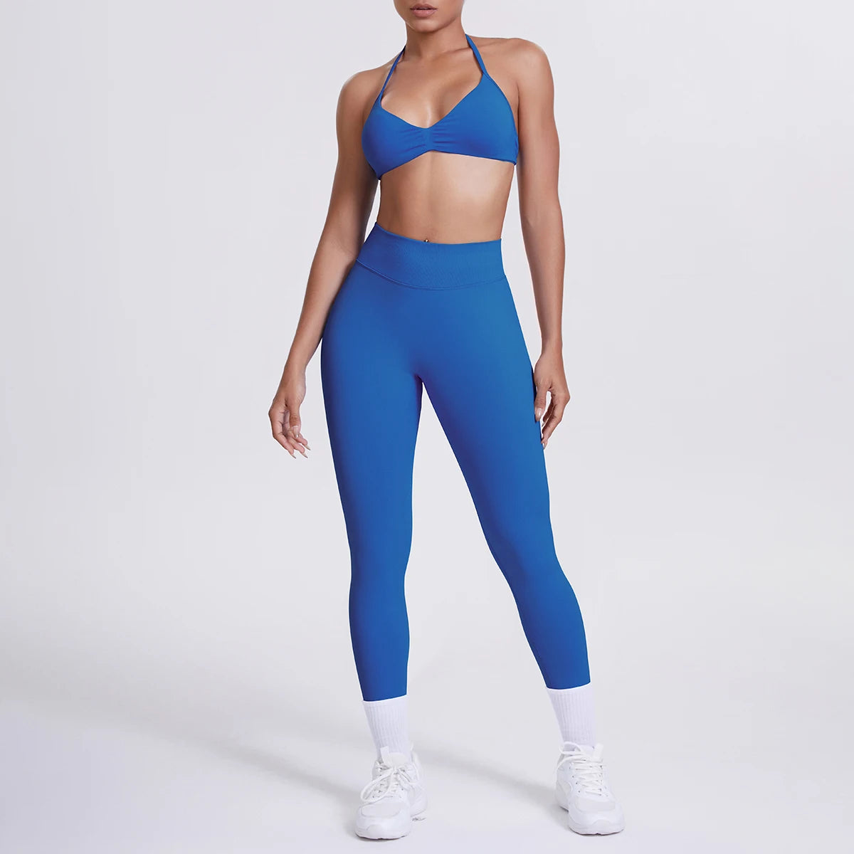 Women 2pcs Patchwork Sport Yoga Suit Training Sleeveless Sport Gym Tops Tummy Control Slimming Booty Leggings Yoga Suit Sports - ATFH