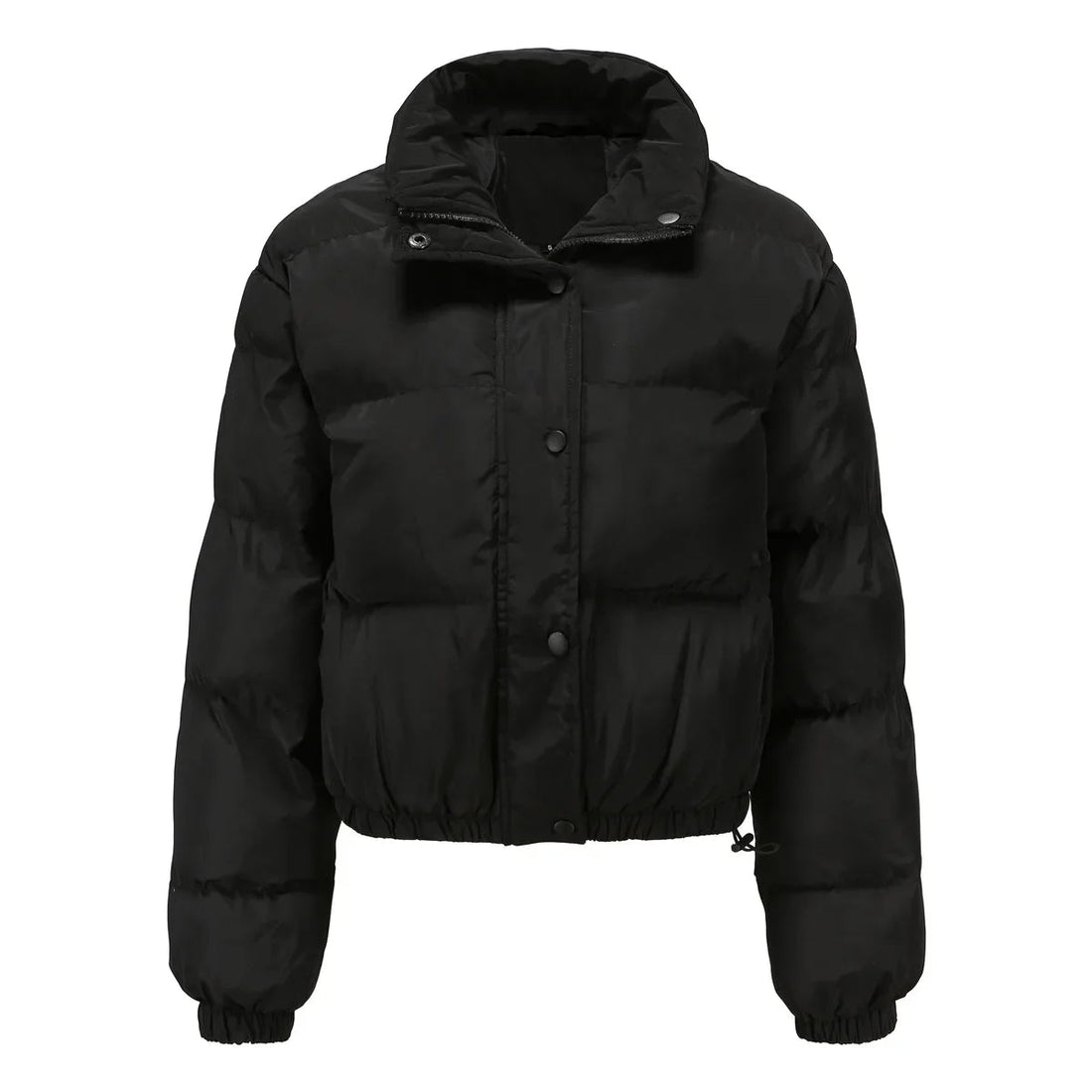 Women Parkas Turtleneck Full Sleeve Thick Coats Loose Short Coat Solid Zipper Solid Spliced Jackets Casual Office Lady ATFH