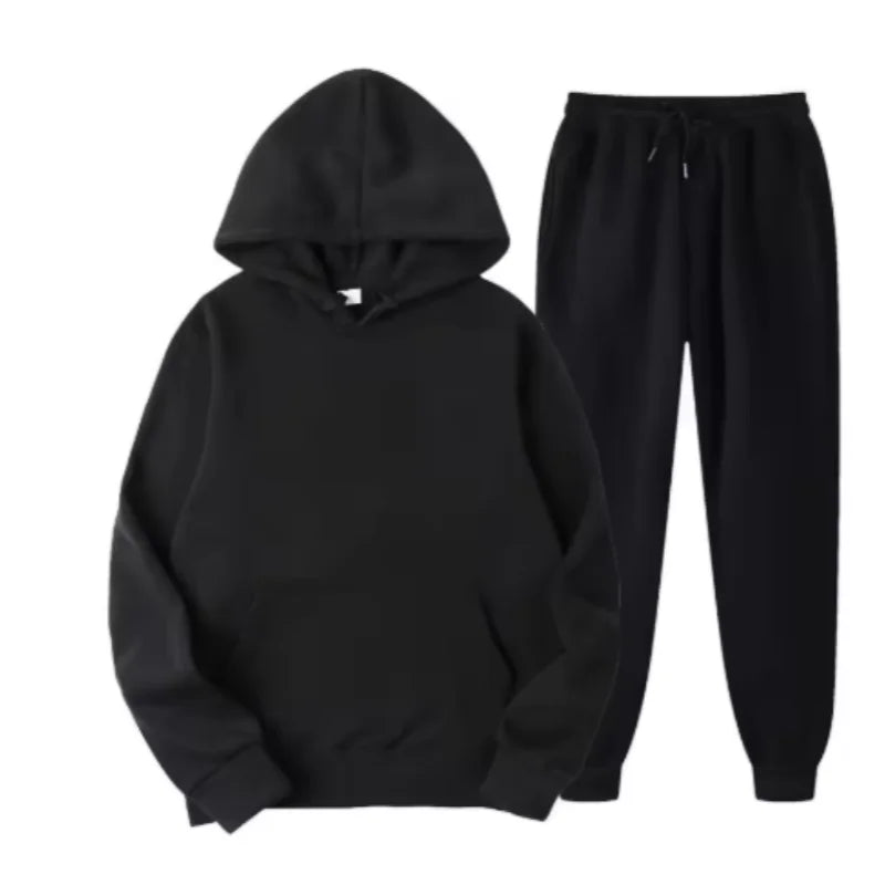 Men's Autumn /Winter New Solid Color Hoodie+pants Two-piece Set Fashionable Casual Sports Set Size S-3XL Men's Tracksuit ATFH