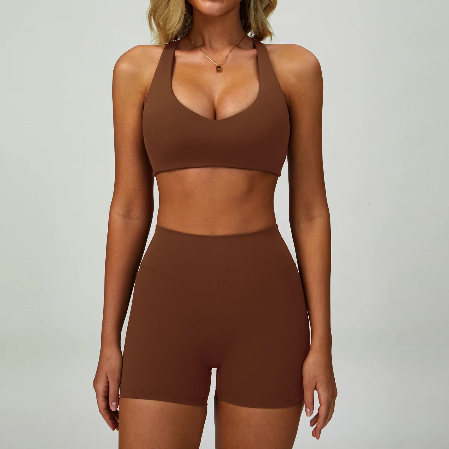 Summer Gym Yoga Running Sport Sets Women Tight Shorts Push Up Bras Sport Suits Quick Dry Fitness Workout Sportswear Tracksuits - ATFH