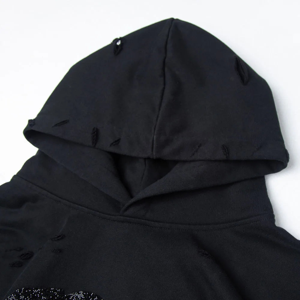 Goodbrand New 2026 Premium Quality Distressed Hoodie with Ripped Holes and Heavy-Duty Construction Unisex Letter Print - ATFH