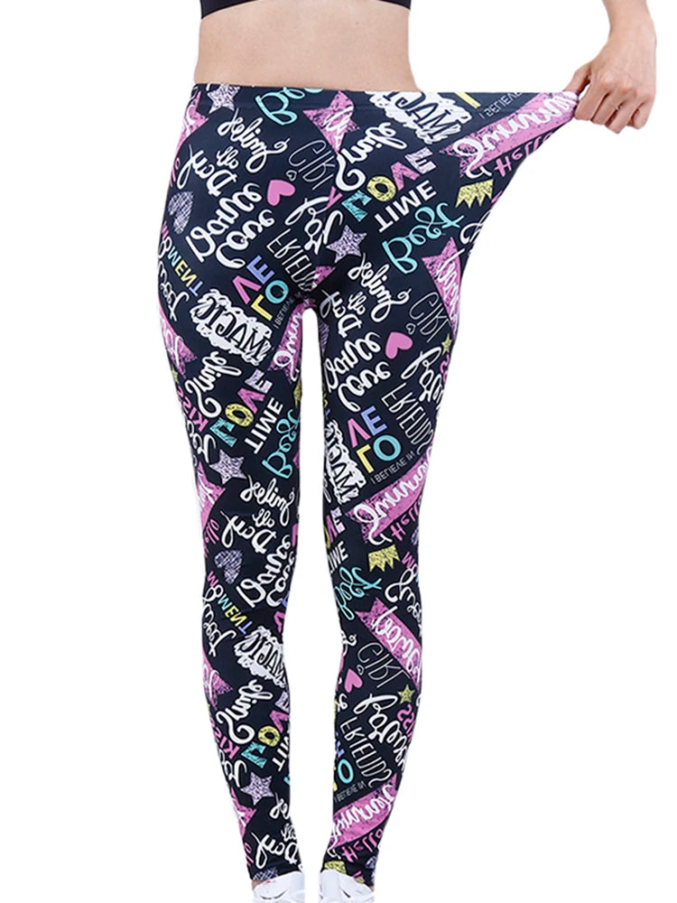 CUHAKCI Fashion Women Leggings Beautiful Leaf Floral Printing High Waist Jeggings Stretch Pant Sexy Hot Sale Clothing Mujer - ATFH