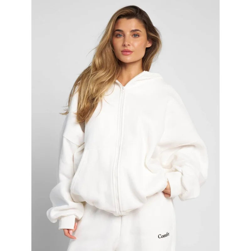 Comfort winter girls Cloud Zip Oversized Hoodie - ATFH