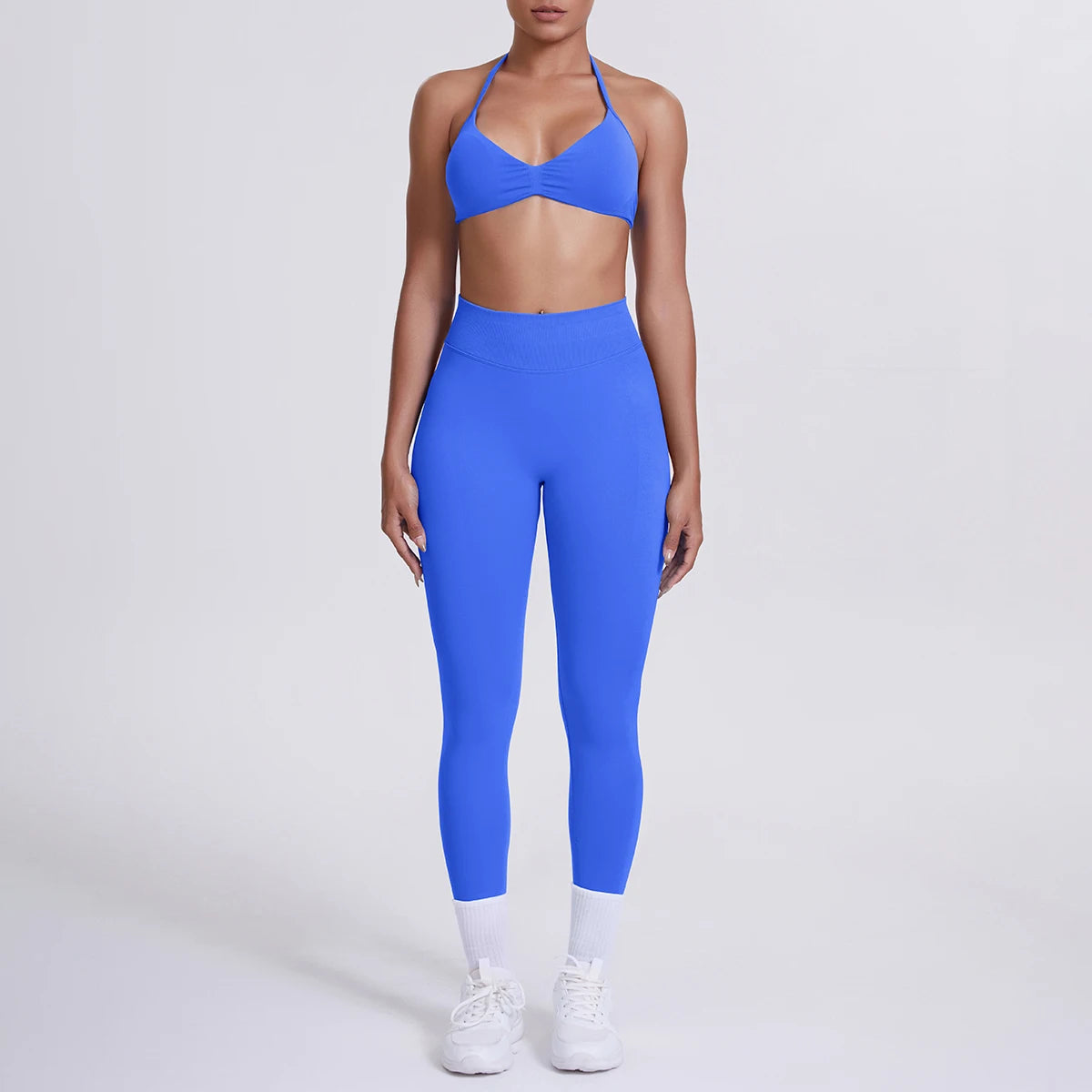 Women 2pcs Patchwork Sport Yoga Suit Training Sleeveless Sport Gym Tops Tummy Control Slimming Booty Leggings Yoga Suit Sports - ATFH