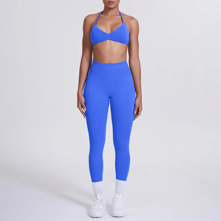 Women 2pcs Patchwork Sport Yoga Suit Training Sleeveless Sport Gym Tops Tummy Control Slimming Booty Leggings Yoga Suit Sports - ATFH