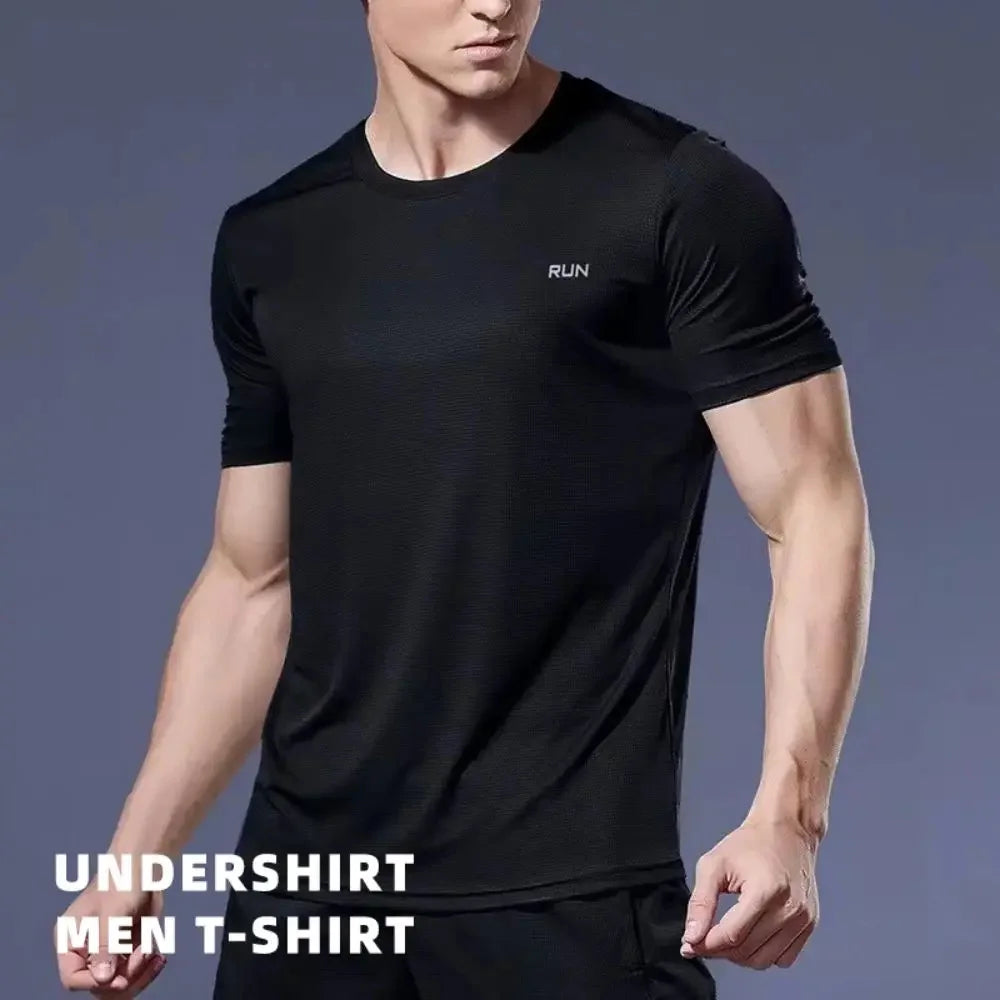 Men Undershirt T-Shirt Quick Dry T-shirt lightweight Underwear Running Breathable Fitness Shirt Ice Silky Gym Football Jerseys