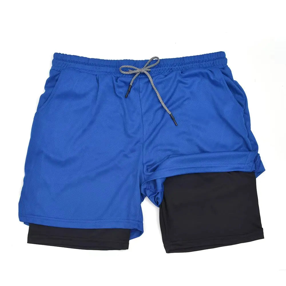 Men's Double Layer Fitness Shorts Men Gym Training 2 in 1 Sports Quick Dry Workout Jogging Deck Summer