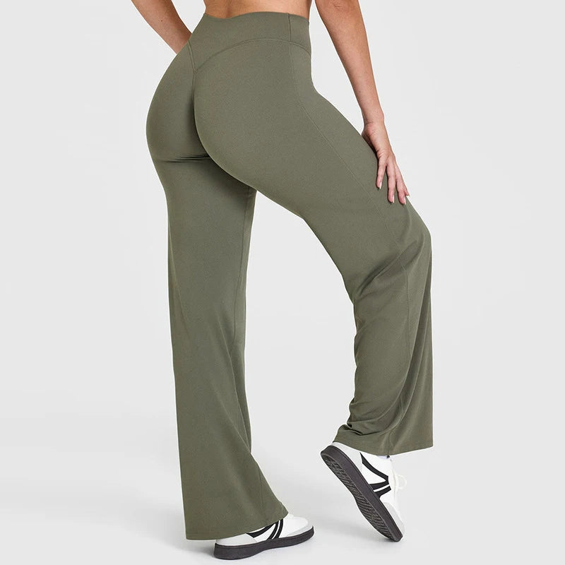 Straight Leg Pants Ultra Soft Butter Fabric Women Mid-Waist Yoga Pants Naked Feel Sports Leggings Pilates Running Sport Trousers ATFH