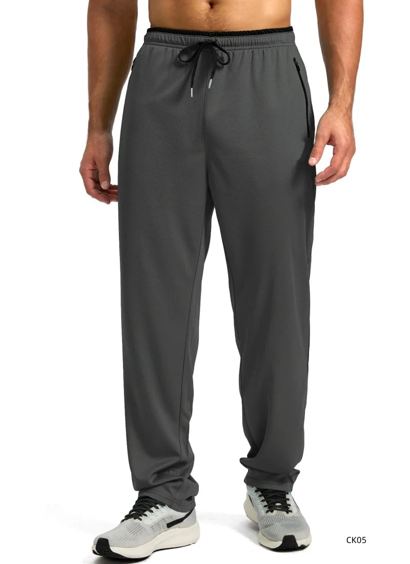 Men's sports pants spring and summer mesh breathable sports pants men's running and jogging sports pants fashionable solid color