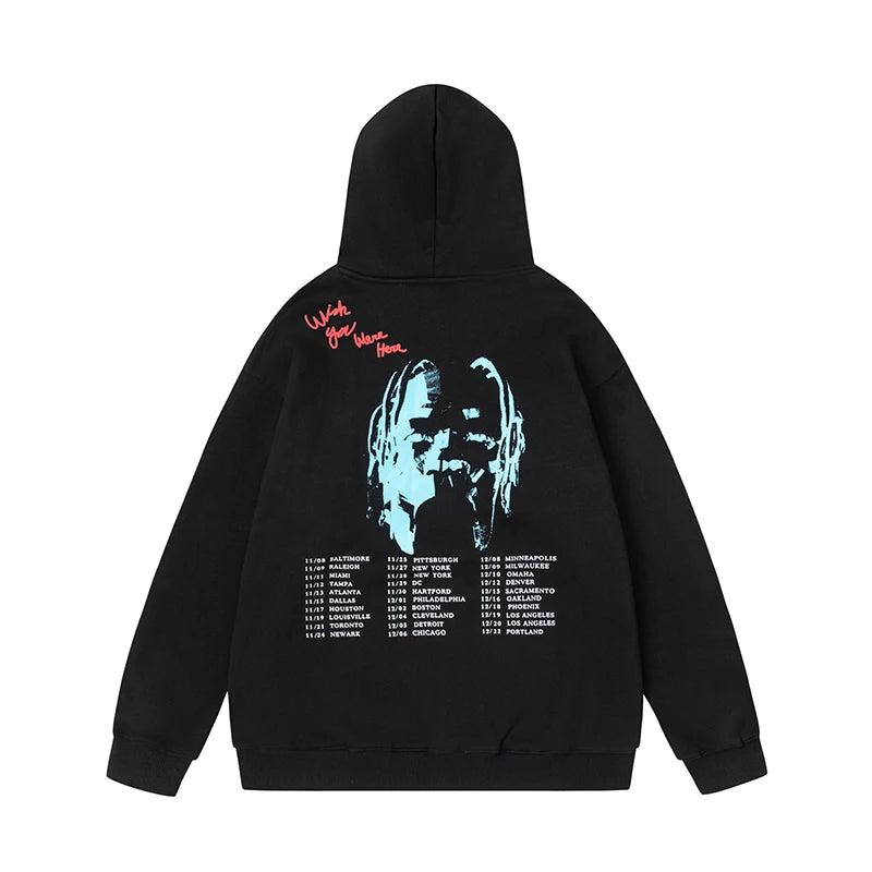 Character Letter Embroidery Black Sweatshirts for Men and Women Pullover Streetwear Baggy Casual Fleece Hoodie Oversize Hooded - ATFH