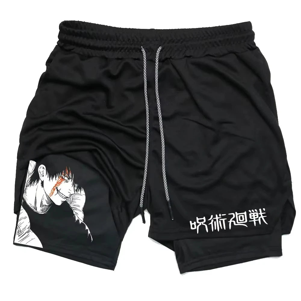 Anime Jujutsu Kaisen Gym Shorts Fitness 2 in 1 Compression Performance Shorts Workout Quick Dry Athletics Short Pants RL0601