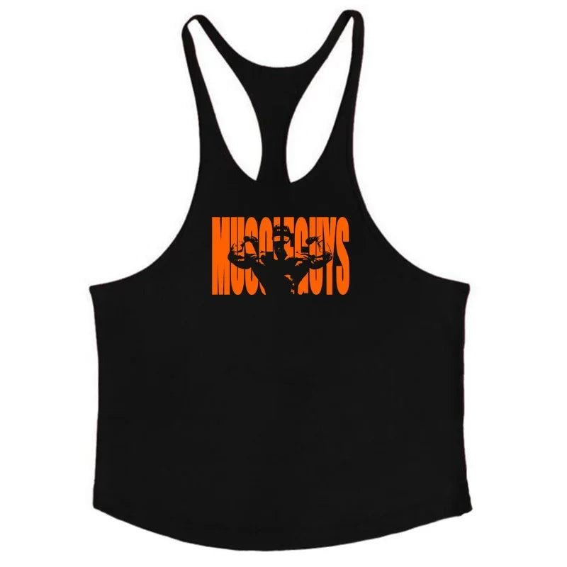 Muscle guys Gyms Tank Top Men Workout Clothing Bodybuilding Stringer Men Vests Cotton Y back Singlets debardeur fitness homme