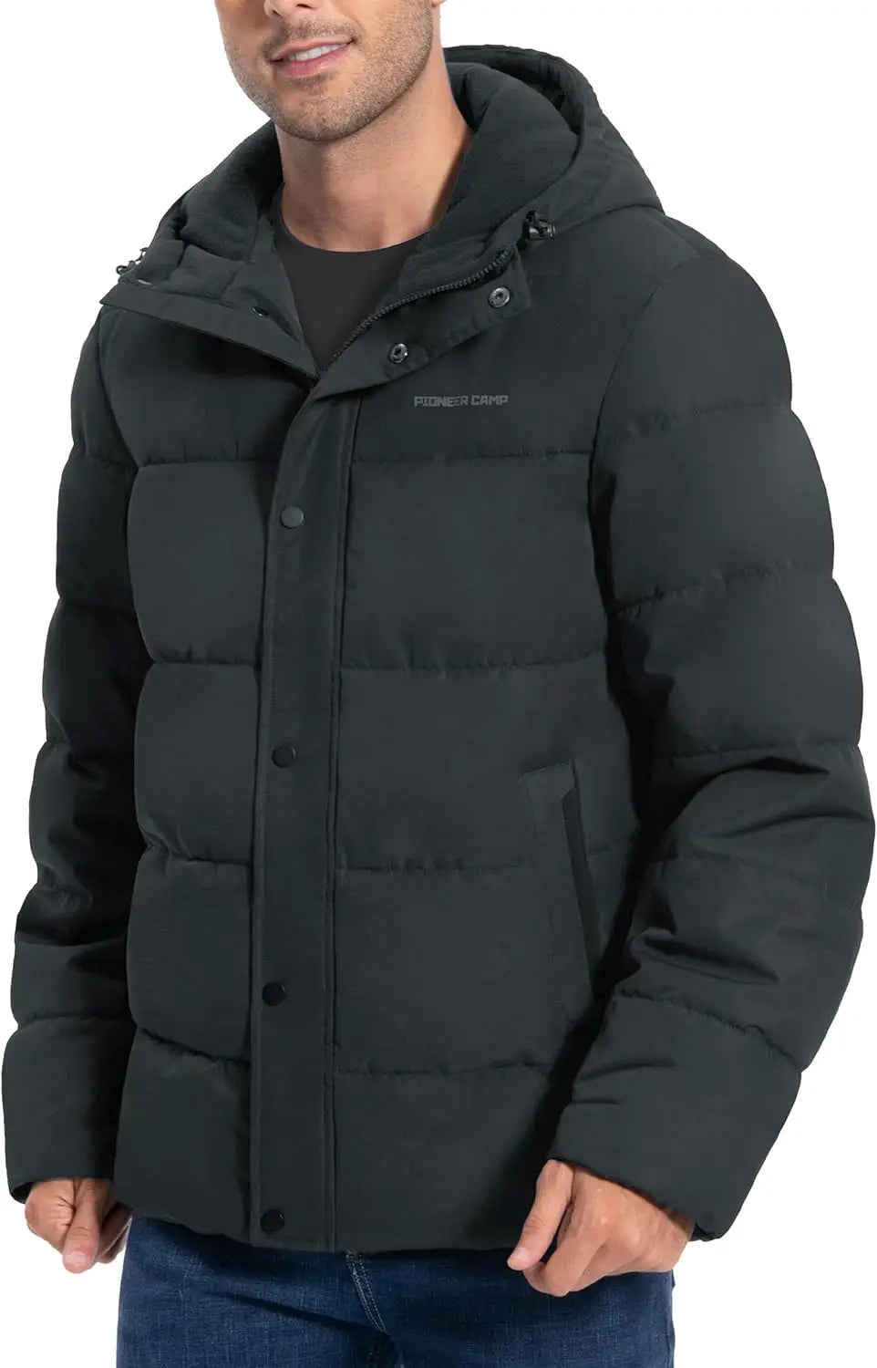 Pioneer Camp Mens Winter Coat Warm Winter Puffer Jacket Waterproof Thicken Insulated Windproof Hooded Down Quilted Coat