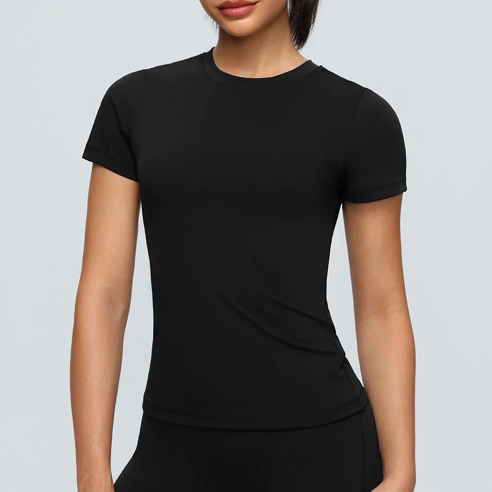 2026 Women Training Sports Tops Quick Dry Breathable Tank Top Fitness Running Short Sleeve Yoga Top Gym Workout Sports T-Shirt - ATFH