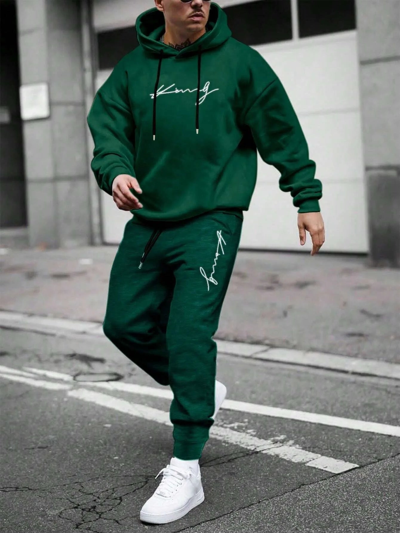 2026 Spring and autumn two-piece men's drawstring women's sports set hooded set quality comfortable casual pullover fashion - ATFH