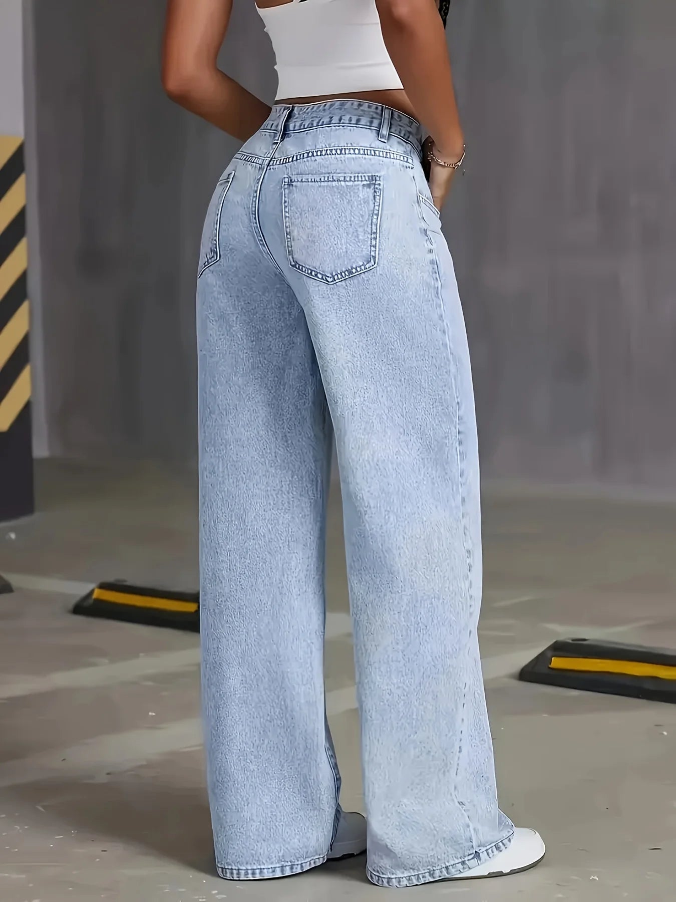 Jeans For Woman Y2k Clothes Light Blue Wide Leg Denim Pants Loose Fashion Simple Stretch Free Four Seasons Popular Casual ATFH
