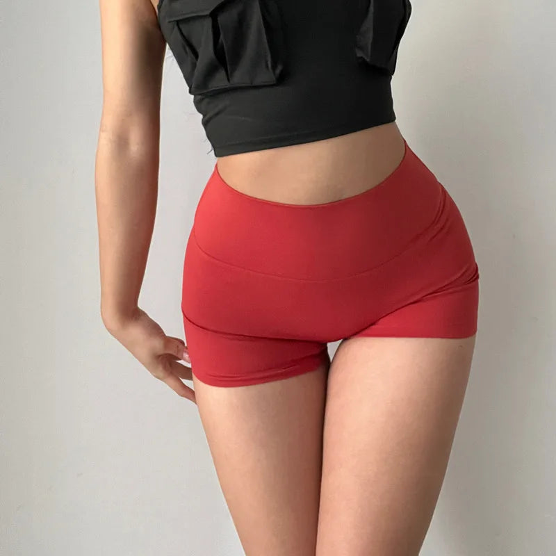 Yoga Suit Shorts Set Women's Summer Hip Lift High Waist Tight Running Fitness Cycling Pants Three-point Sports Medium Hot Pants