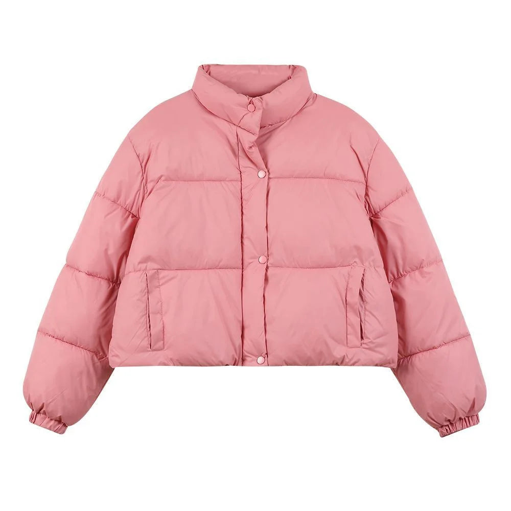 Stand Collar Outerwear Cute Female Long Sleeve Clothing Bread Cotton Coats Top Korean Style Thickened Winter Short Cotton Jacket