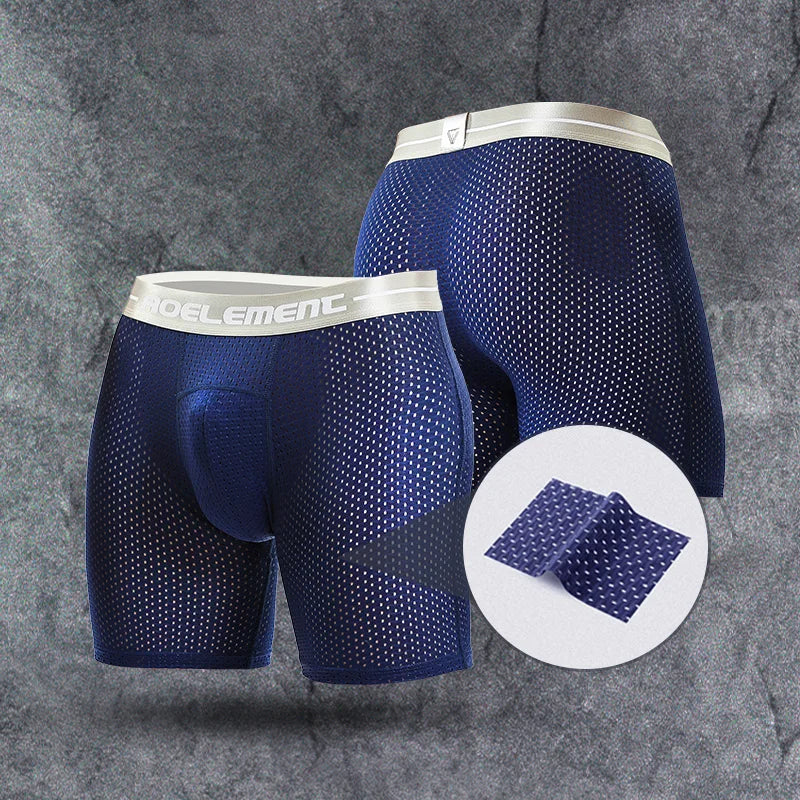 5-Pack of Ice Mesh Sports Underwear for Men, Anti-Wear Leg Running, Five-Point Extended Fitness Anti-Wear Crotch Extended Boxer