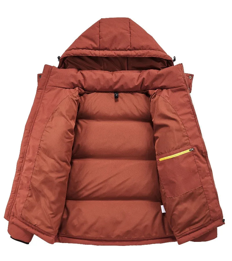 New Style Solid Color Hiking Down Jackets for Men Outdoor Hooded Warm Puffer Coat Trend All-match Male Clothes Fashion Quality