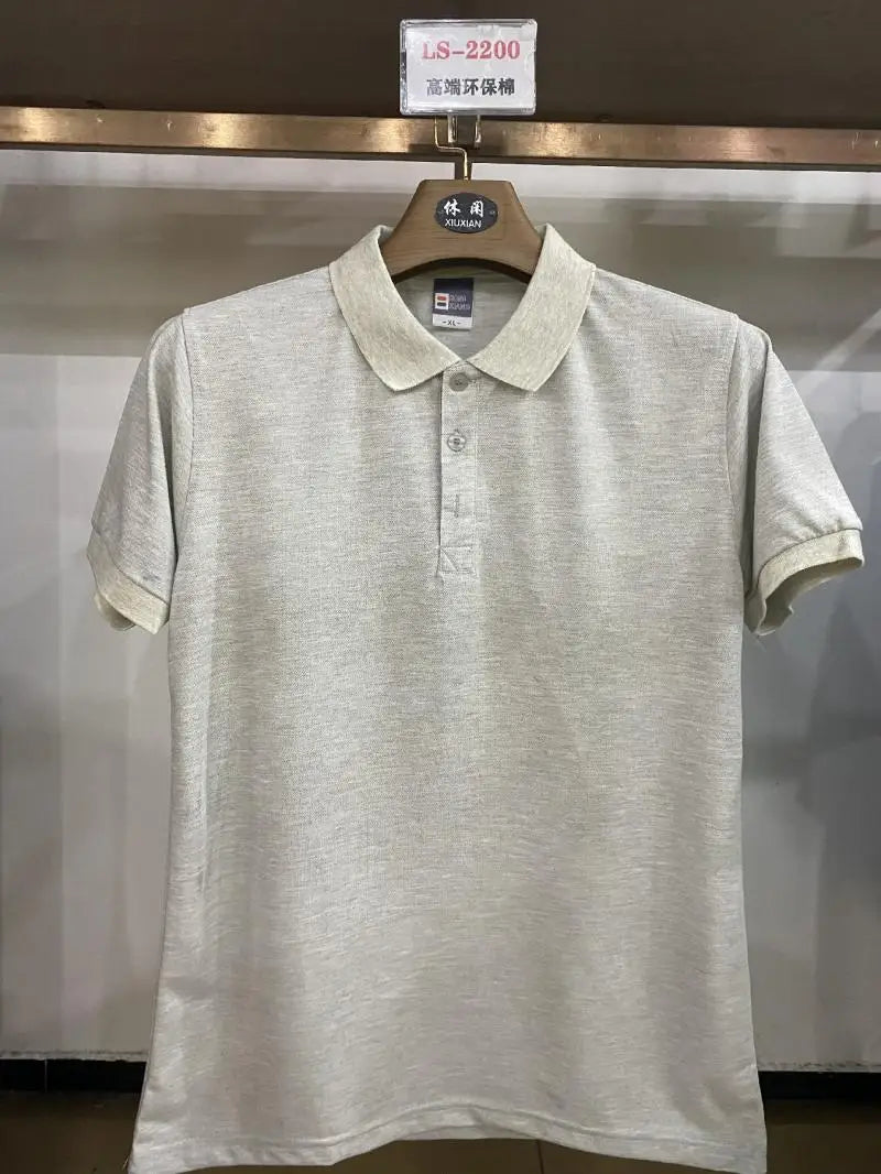 Custom Logo Embroidery Printing Mens Shirts Cotton Short-Sleeved Polo Shirts Summer Lapel T-shirt Business Men Women Tops Shirt