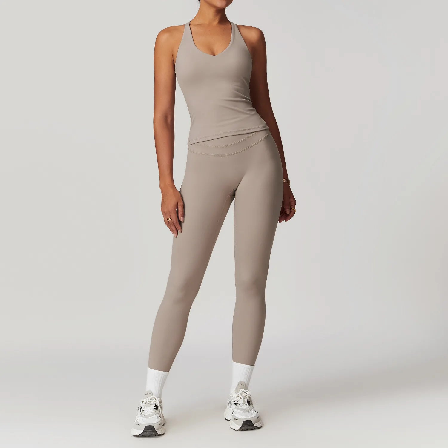 mikeyoga 2PCS Yoga Set Women Sportswear Workout Clothes Athletic Wear Gym Legging Fitness Bra Crop Top Short Sleeves Sports Suit - ATFH