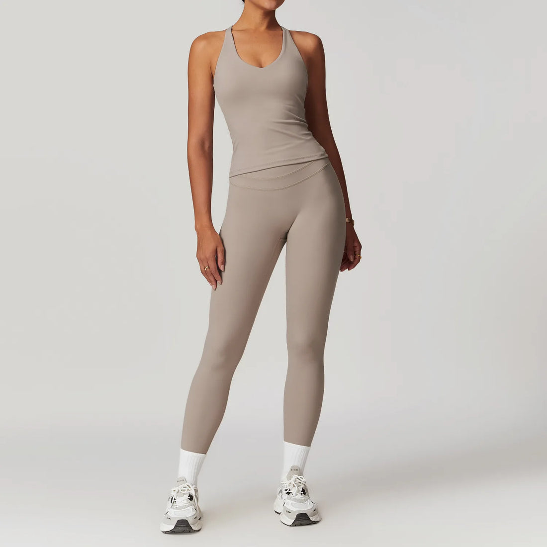 mikeyoga 2PCS Yoga Set Women Sportswear Workout Clothes Athletic Wear Gym Legging Fitness Bra Crop Top Short Sleeves Sports Suit - ATFH