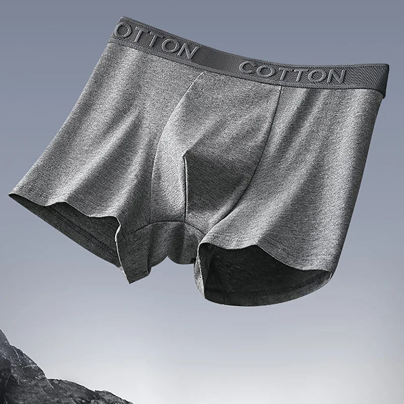 5PCS [COTTON Skin-Friendly] Cotton Embossed Men's Boxer Shorts Basic Color Series Set Casual Daily All-Season Men's Underwear
