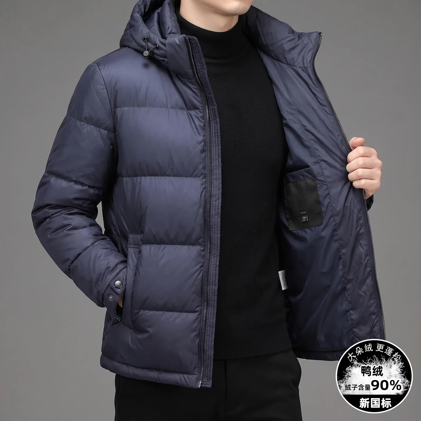 Casual Men's Hooded Duck Down Jackets New 2026 Autumn Winter Outwear Windproof Warm Puffer Coats Youth Loose Padded Top Clothing