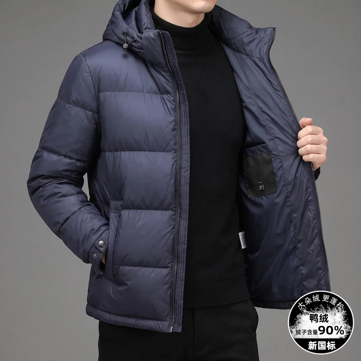 Casual Men's Hooded Duck Down Jackets New 2026 Autumn Winter Outwear Windproof Warm Puffer Coats Youth Loose Padded Top Clothing