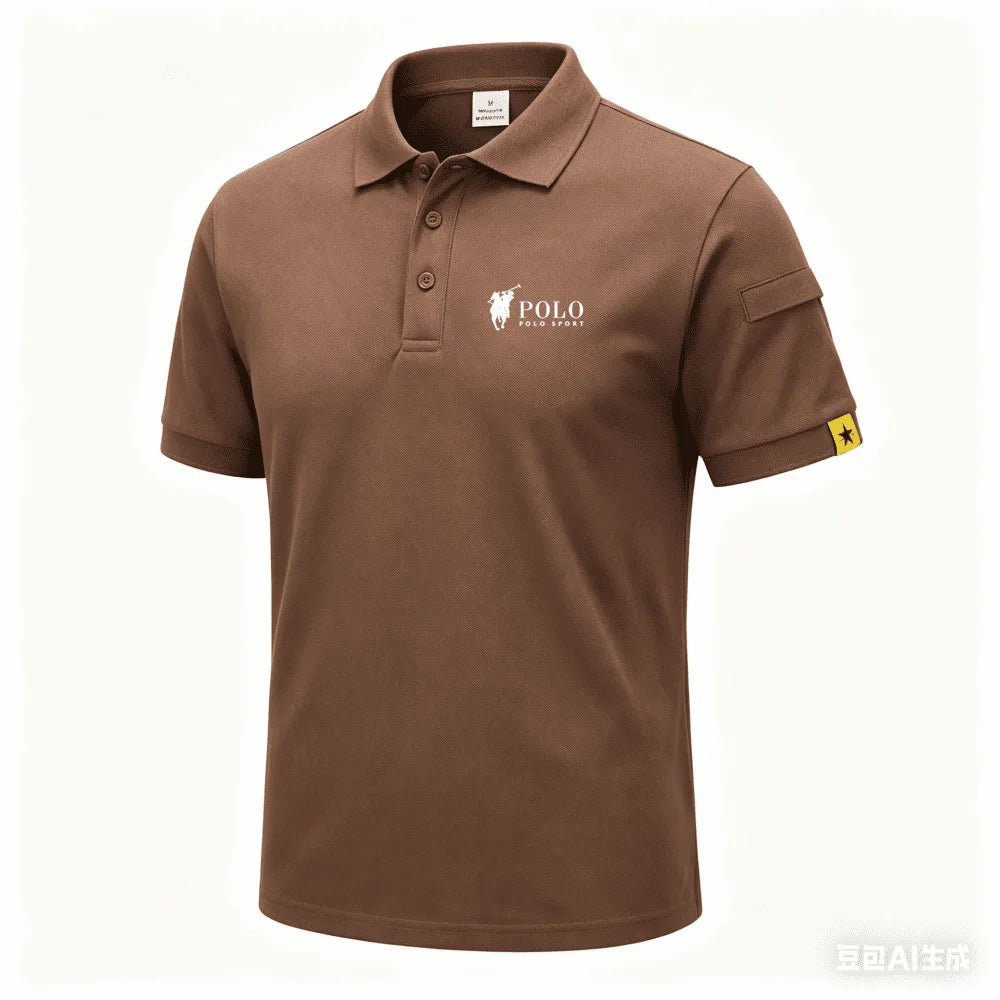 Men's premium summer polo shirt, quick drying, breathable, casual, business fashion, sports, short sleeved, men's clothing