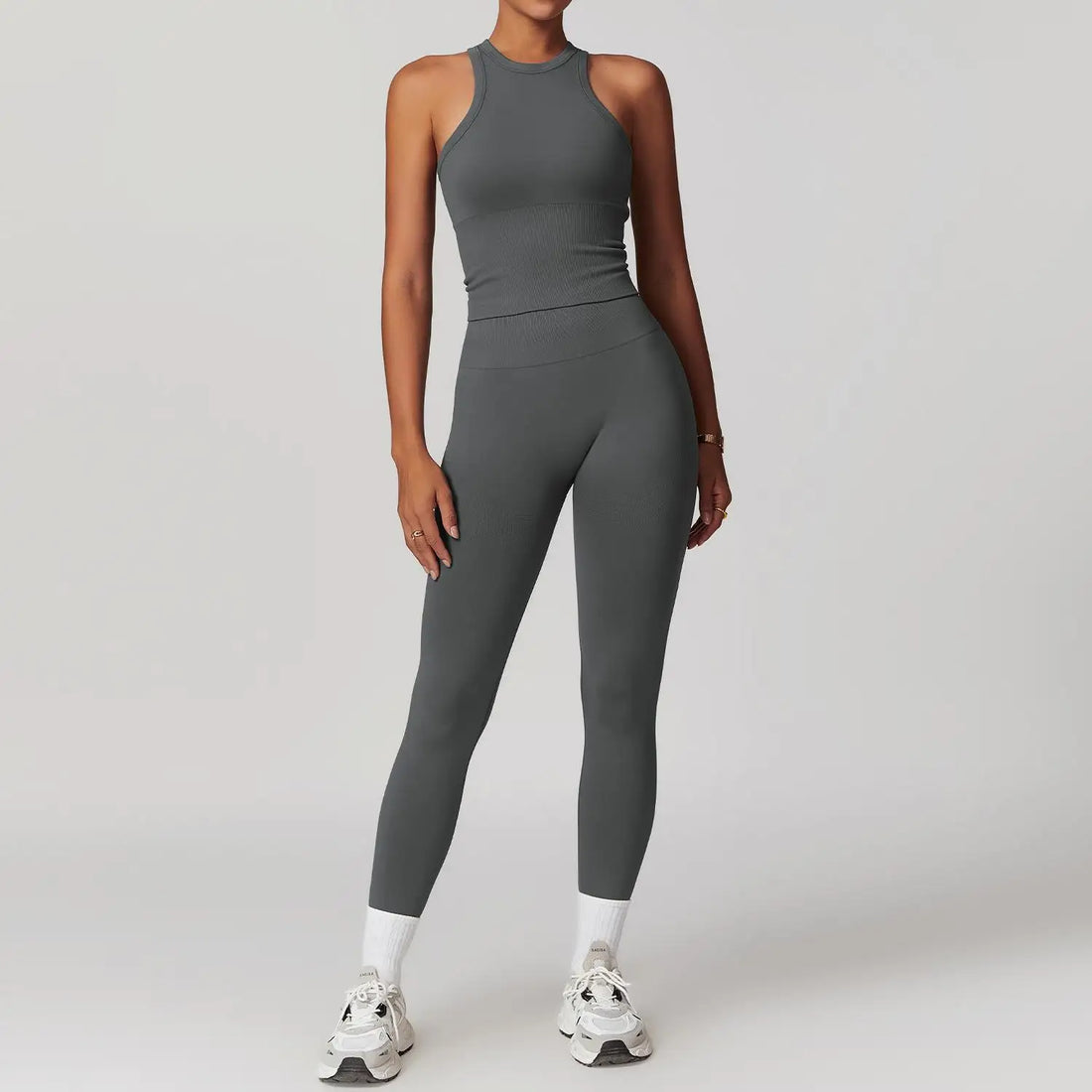 Seamless 2Pcs Yoga Pants Set Women Gym High Waisted High Support Fitness Leggings Push Up Seamless Edging Fitness Sports Bra ﻿ - ATFH