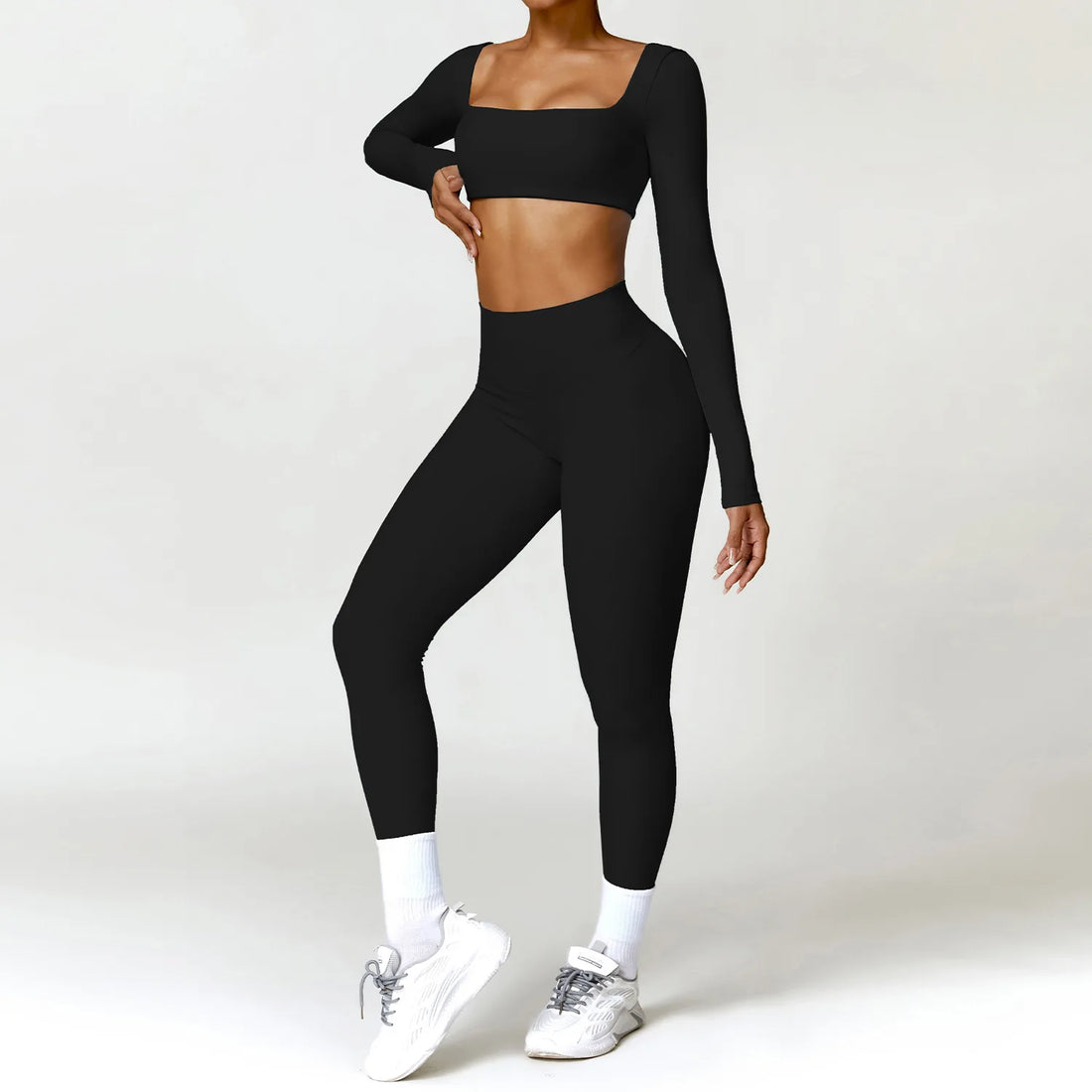 Summer 2PCS Yoga Suit Sports Set Women Quick-Dry Gym Set Women Tracksuit Running Workout Long Sleeve Sports Shirt Yoga Clothing - ATFH