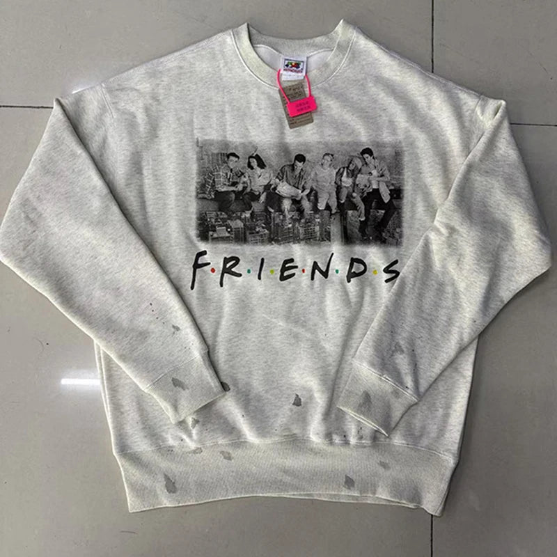Simple Classic Letters Logo Print Orange Saint Hoodie Hooded Men Women Streetwear Vintage Washed Damaged Hole Pullovers - ATFH